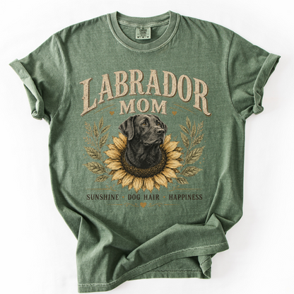 Labrador Mom Sunflower Shirt, Vintage Black Lab Mom Tee, Sunshine Dog Hair Happiness Gift