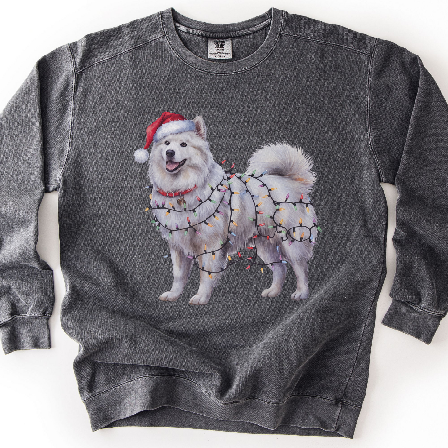 Christmas Samoyed Dog Sweatshirt, Festive Lights Dog Lover Gift