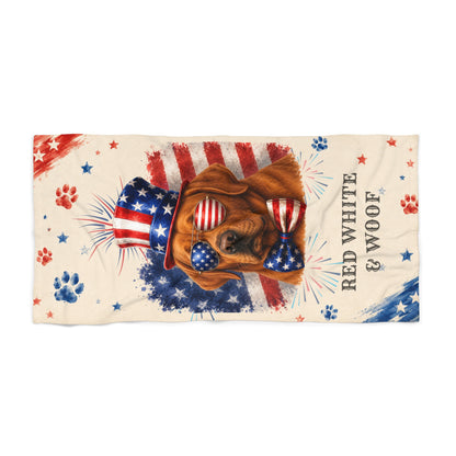Fox Red Labrador Patriotic Beach Towel
