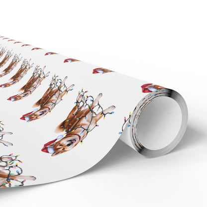 Red Shiba Inu Christmas Lights Wrapping Paper