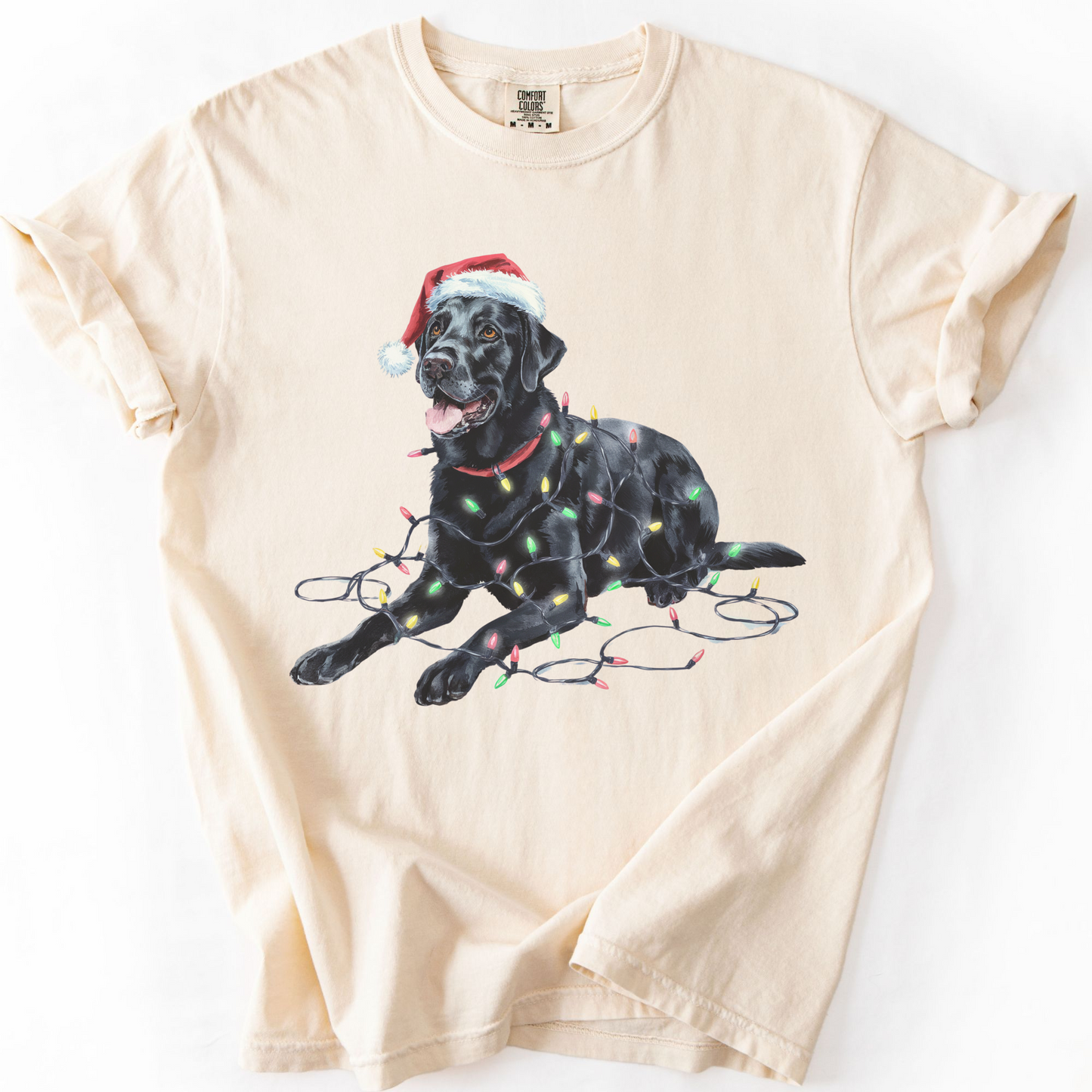 Christmas Black Labrador Shirt, Christmas Lights Dog Tee, Christmas Dog Tee, Lab Mom Tshirt, Gift for Dog Lover, Black Lab