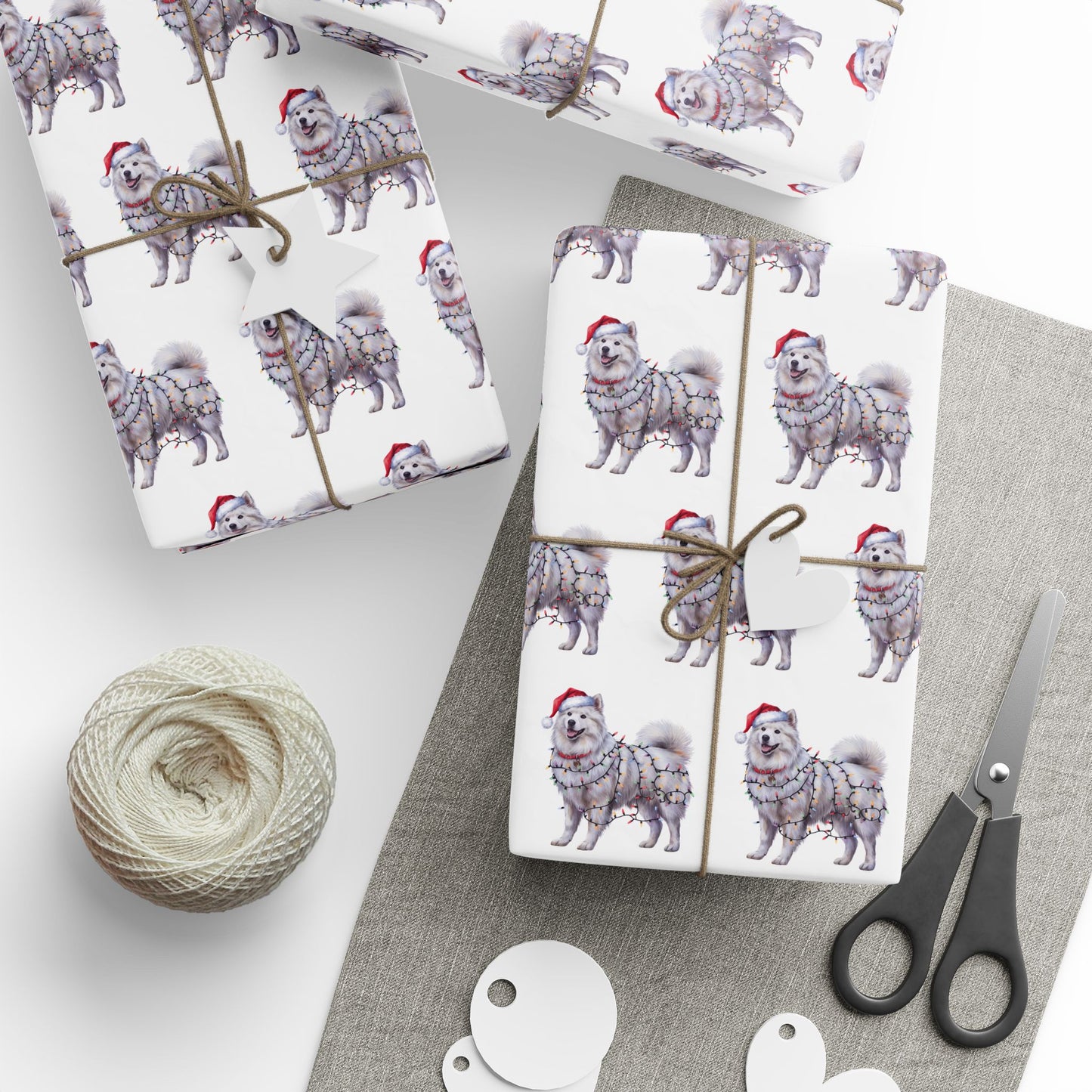 Samoyed Christmas Lights Wrapping Paper