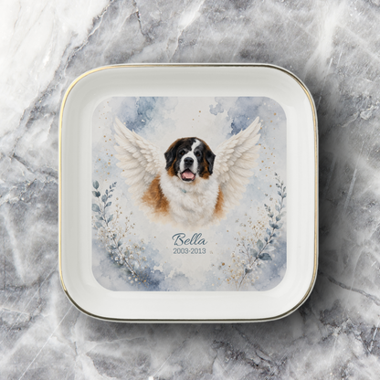 Personalized Angel Wings Pet Memorial Jewelry Dish