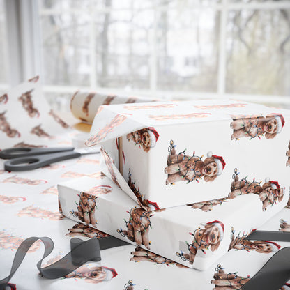 Poodle Christmas Lights Wrapping Paper