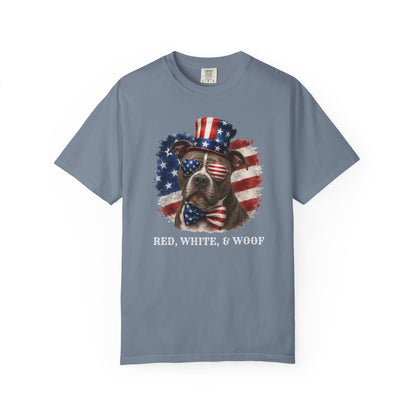 Patriotic Pitbull Red White & Woof Shirt