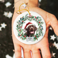 Load image into Gallery viewer, Personalized Chocolate Lab Wreath Ornament