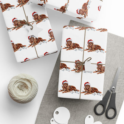 Ruby Cavalier King Charles Spaniel Christmas Lights Wrapping Paper