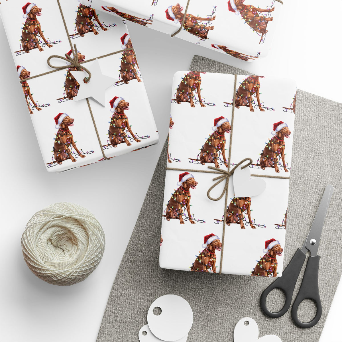 Vizsla Christmas Lights Wrapping Paper