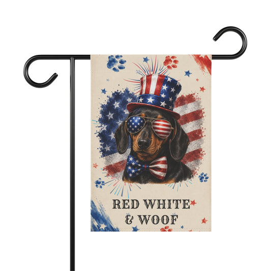 Patriotic Black and Tan Dachshund Garden Flag