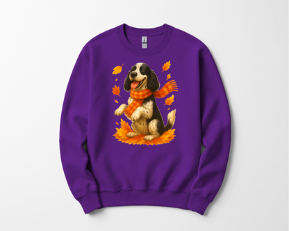 Springer Spaniel Fall Sweatshirt, Cozy Autumn Dog Shirt, Black Dog Lover Gift, Cute Dog Autumn Apparel, Seasonal Puppy Outfit