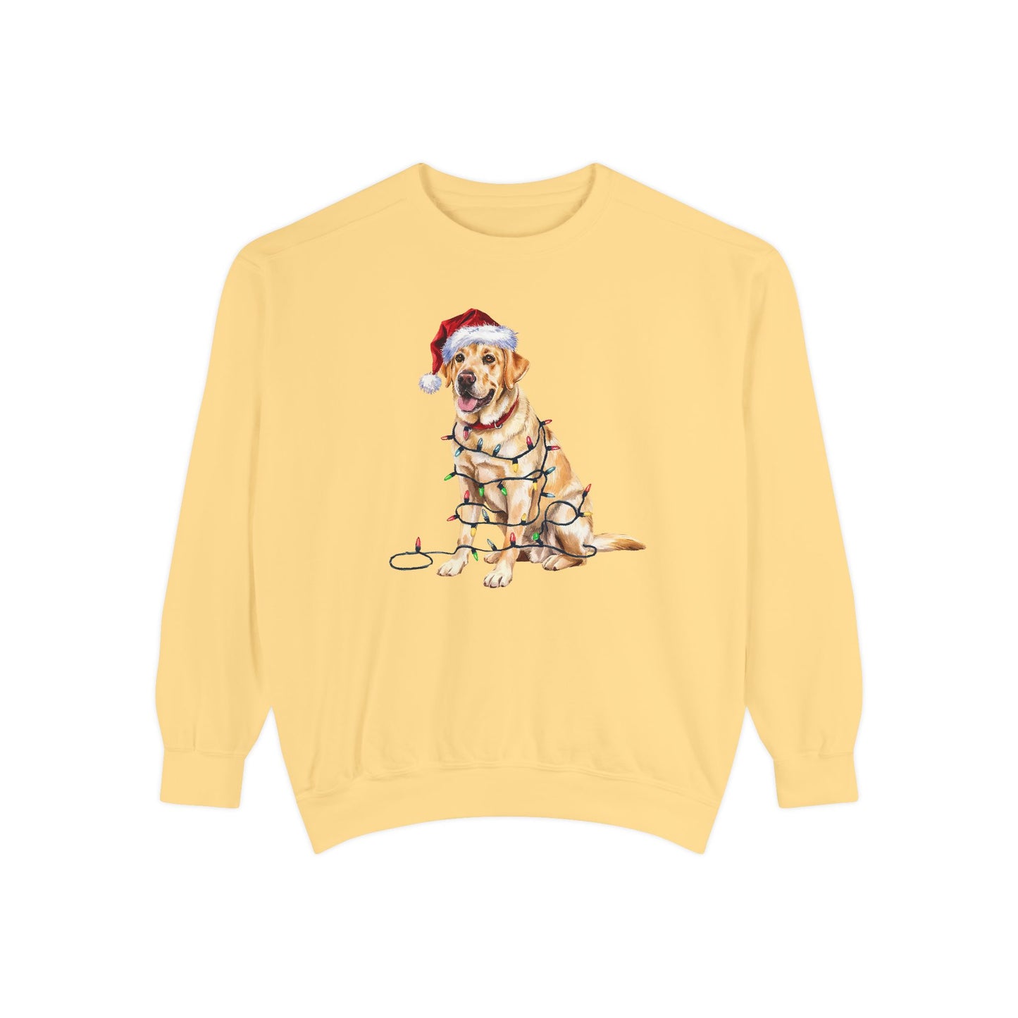 Christmas Yellow Labrador Sweatshirt, Christmas Lights Dog Tee, Christmas Dog Sweatshirt, Lab Mom Sweatshirt, Gift for Dog Lover, Yellow Lab