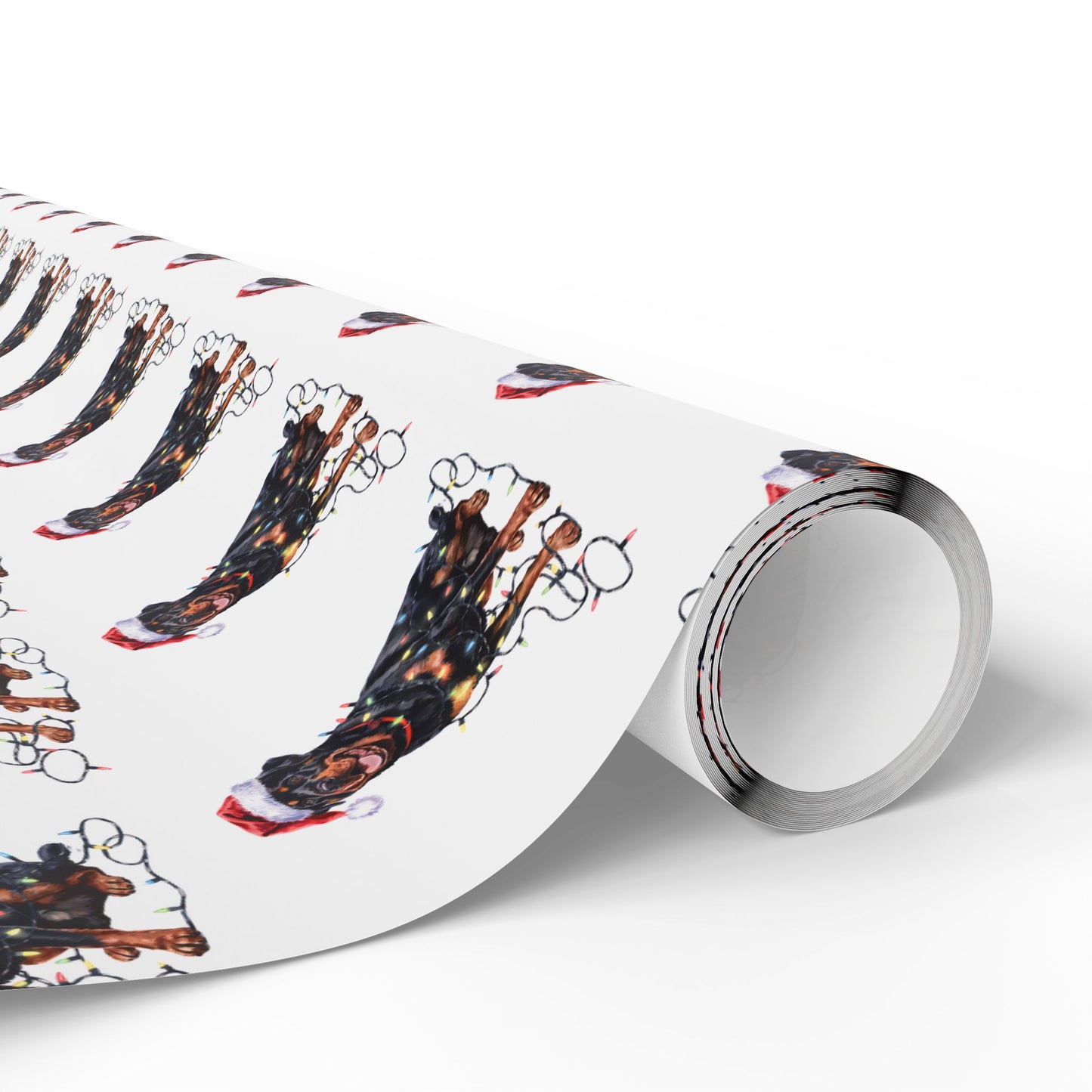 Rottweiler Christmas Lights Wrapping Paper