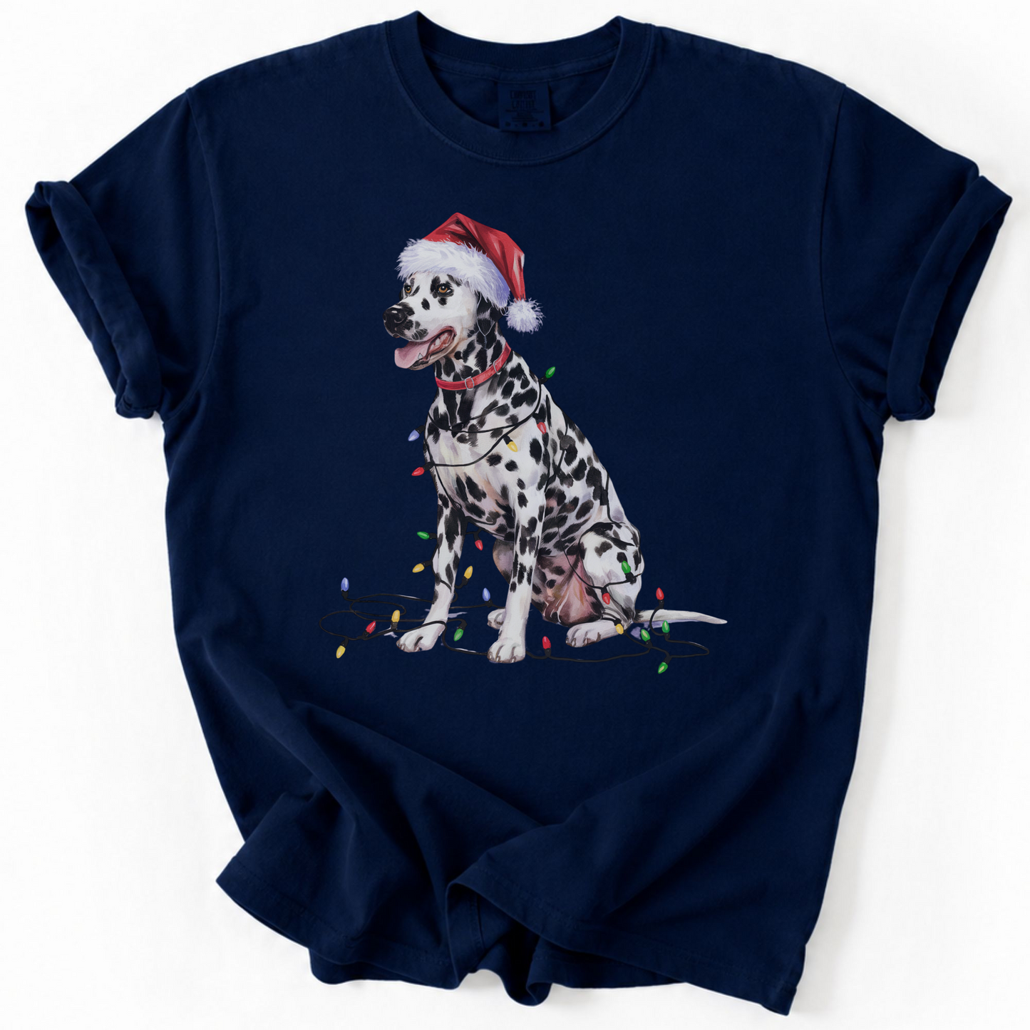 Dalmatian Christmas Lights Shirt, Festive Holiday Tee for Spotty Dog Lovers