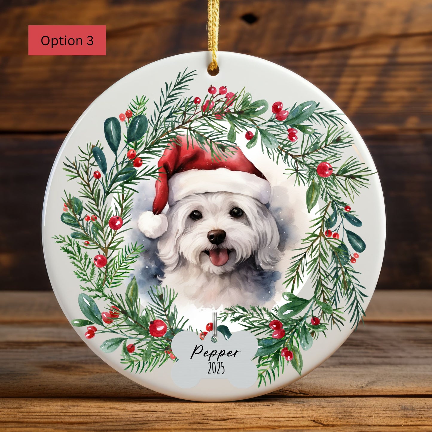 Personalized Bichon Frise Christmas Ornament