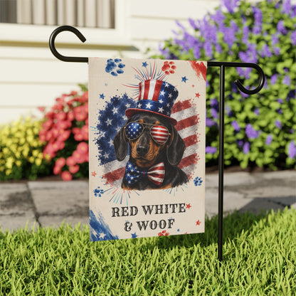 Patriotic Black and Tan Dachshund Garden Flag