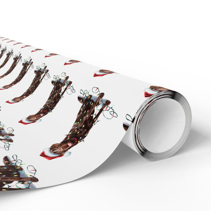 Chocolate Labrador Christmas Lights Wrapping Paper