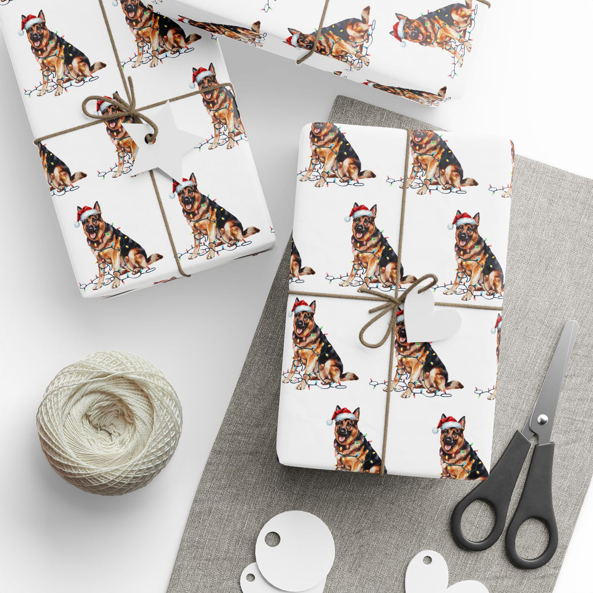 German Shepherd Christmas Lights Wrapping Paper
