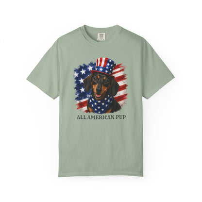 Patriotic Black and Tan Dachshund All American Pup Shirt
