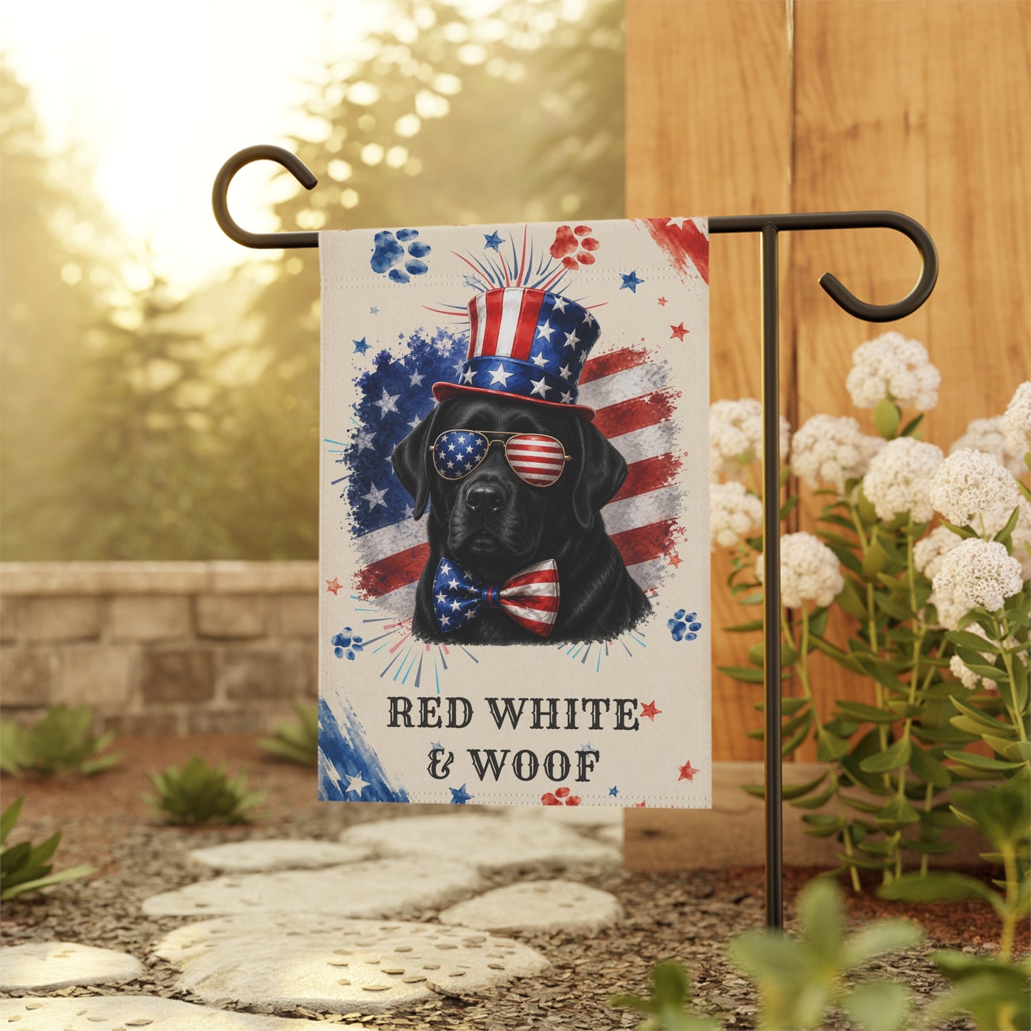 Patriotic Black Lab Garden Flag