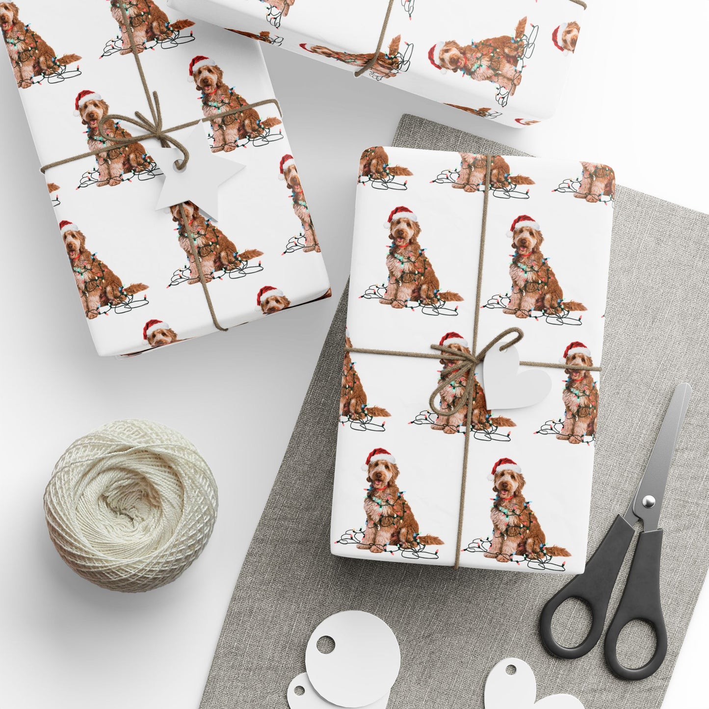 Goldendoodle Christmas Lights Wrapping Paper