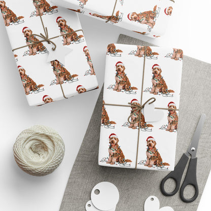 Goldendoodle Christmas Lights Wrapping Paper