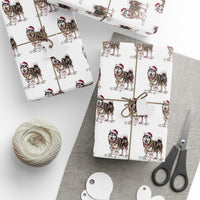 Load image into Gallery viewer, Alaskan Malamute Christmas Wrapping Paper, Cute Dog Gift Wrap with Santa Hat and Holiday Lights, Perfect for Dog Lovers
