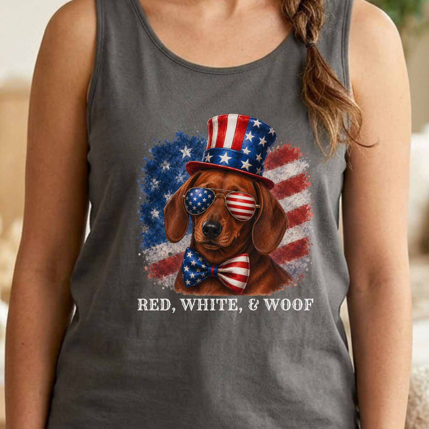 Patriotic Red Dachshund Tank Top