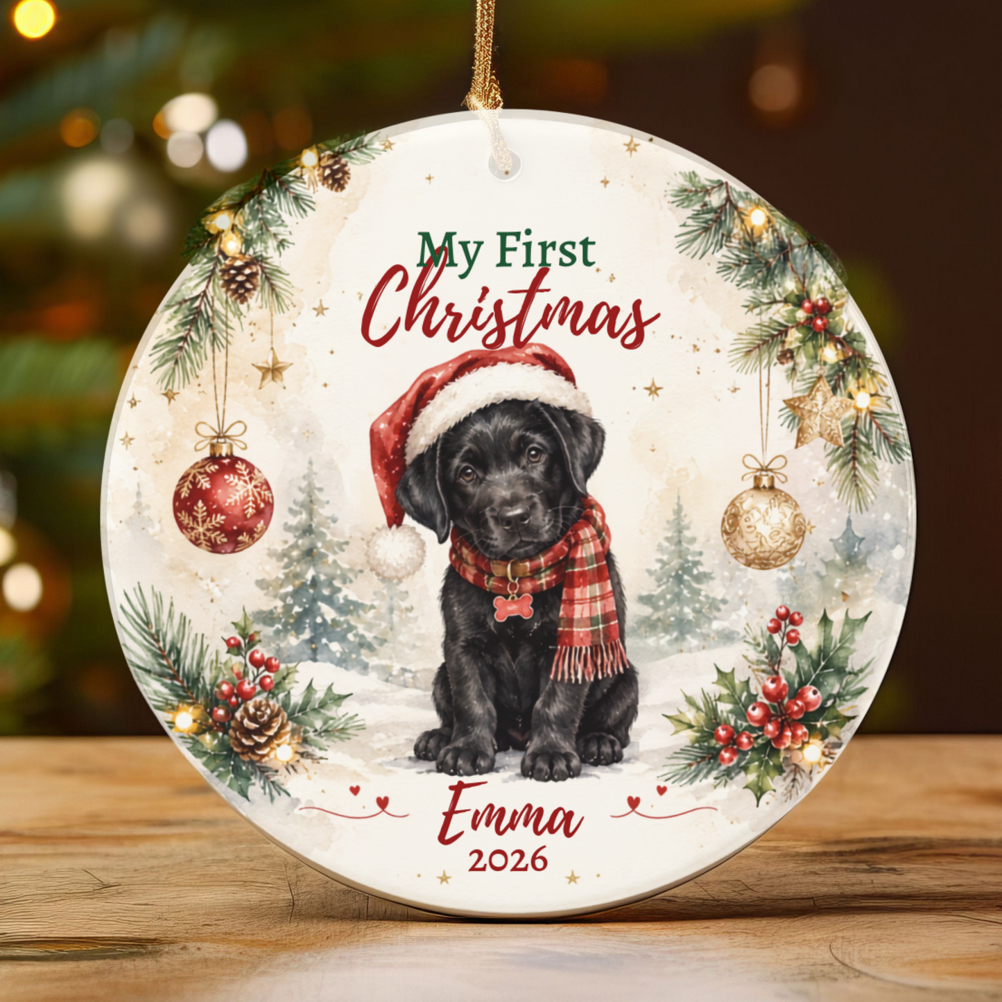Personalized Puppy First Christmas Ornament, Custom Dog Keepsake Gift
