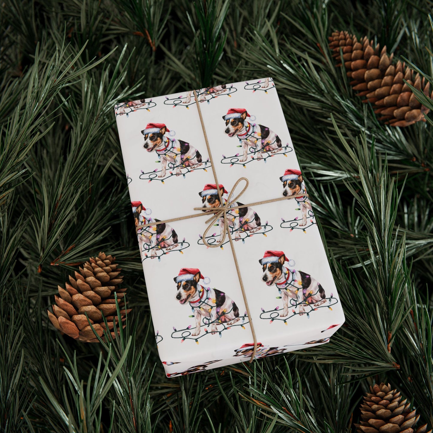 Rat Terrier Christmas Lights Wrapping Paper