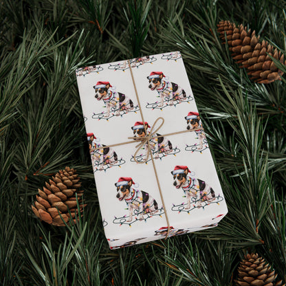 Rat Terrier Christmas Lights Wrapping Paper