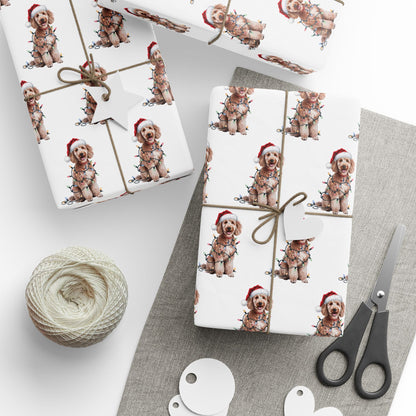 Poodle Christmas Lights Wrapping Paper