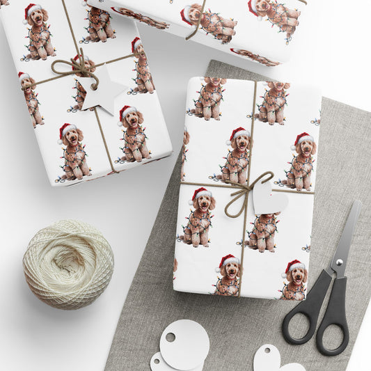 Poodle Christmas Lights Wrapping Paper