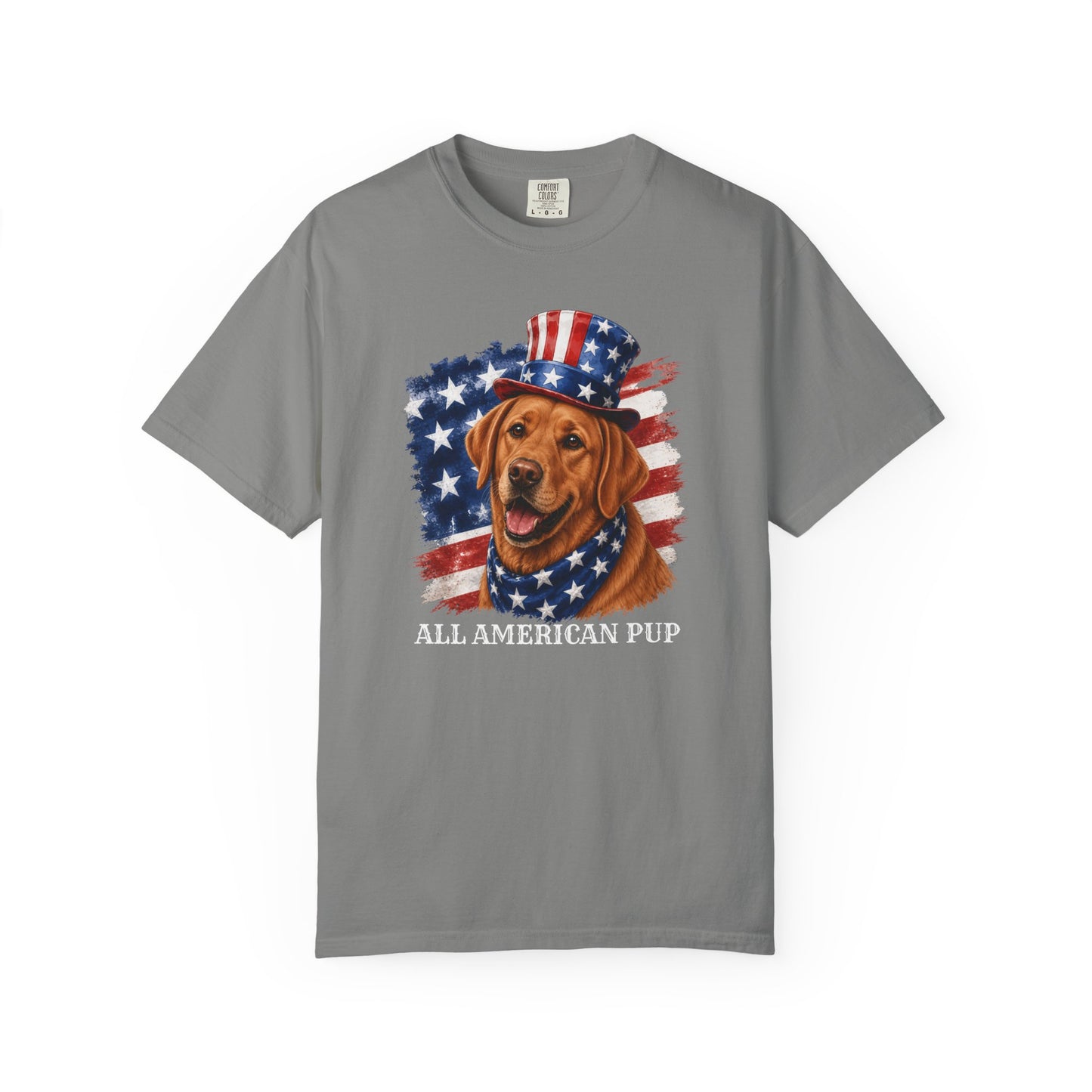 Patriotic Fox Red Lab All American Pup Shirt