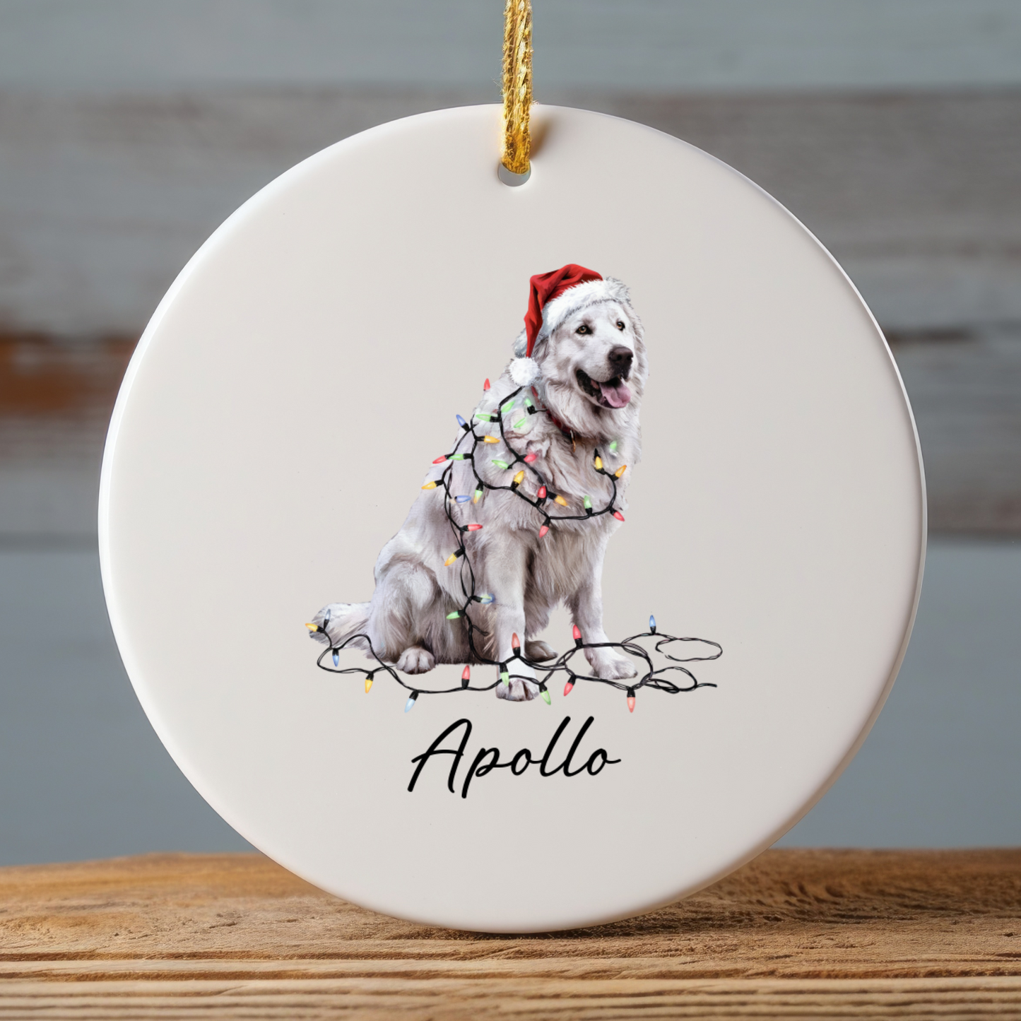 Personalized Pyrenees Ornament, Ceramic Dog Lover Christmas Tree Decor