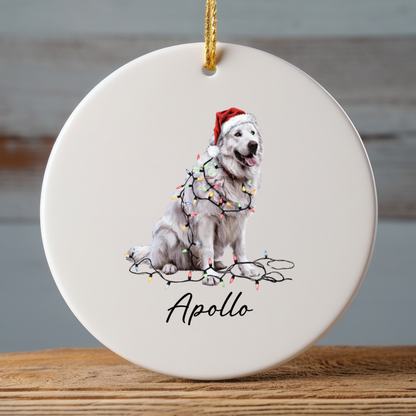 Personalized Pyrenees Ornament, Ceramic Dog Lover Christmas Tree Decor