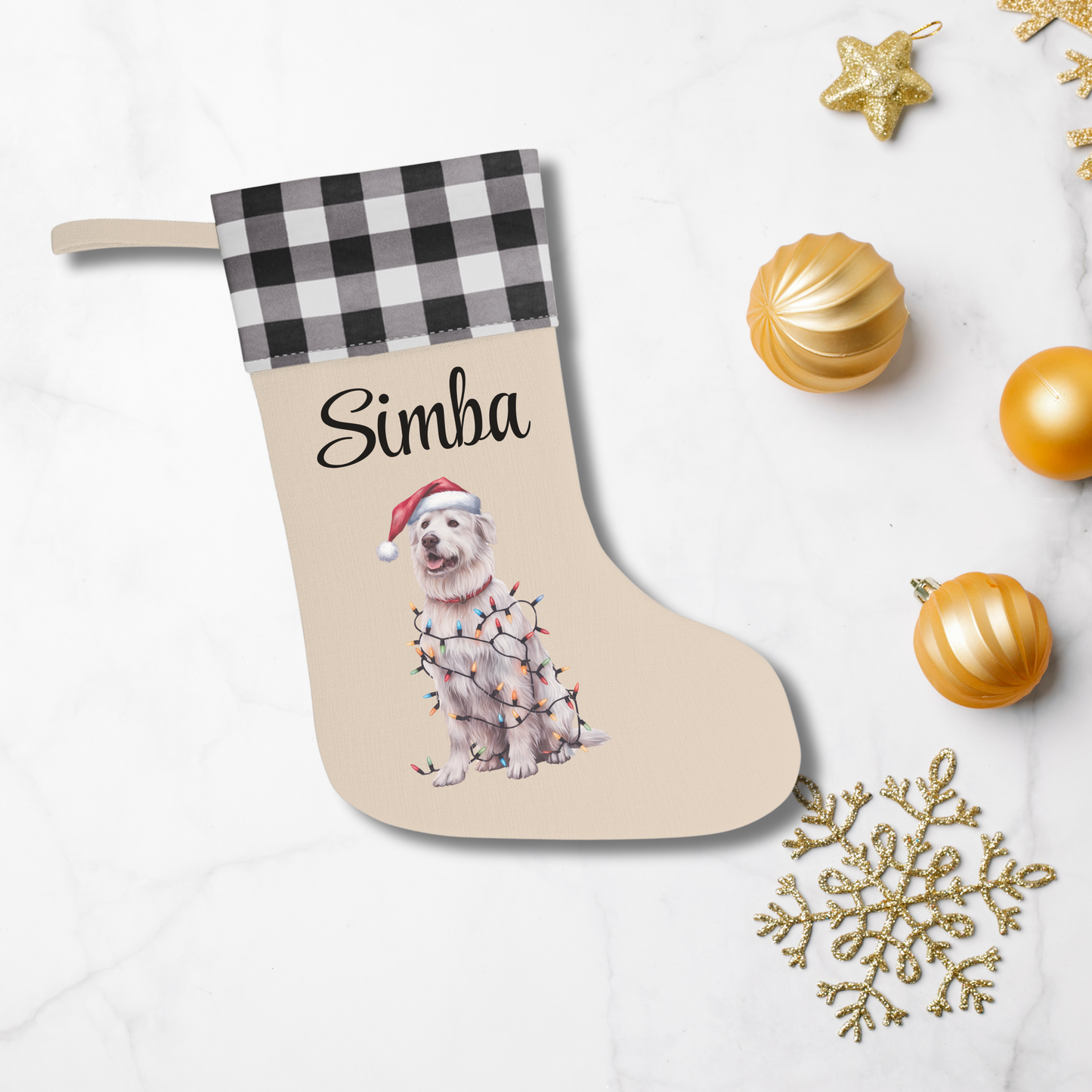 Personalized Kuvasz Christmas Stocking, Holiday Decor Gift for Pet Lovers