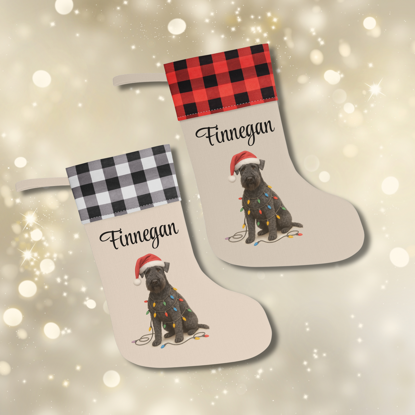 Personalized Kerry Blue Terrier Christmas Stocking, Holiday Decor Gift for Pet Lovers