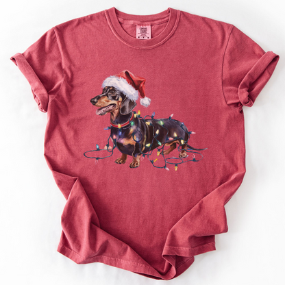 Christmas Dachshund Shirt, Christmas Lights Dog Tee, Christmas Dog Tee, Dachshund Mom Tshirt, Gift for Dog Lover, Dachshund