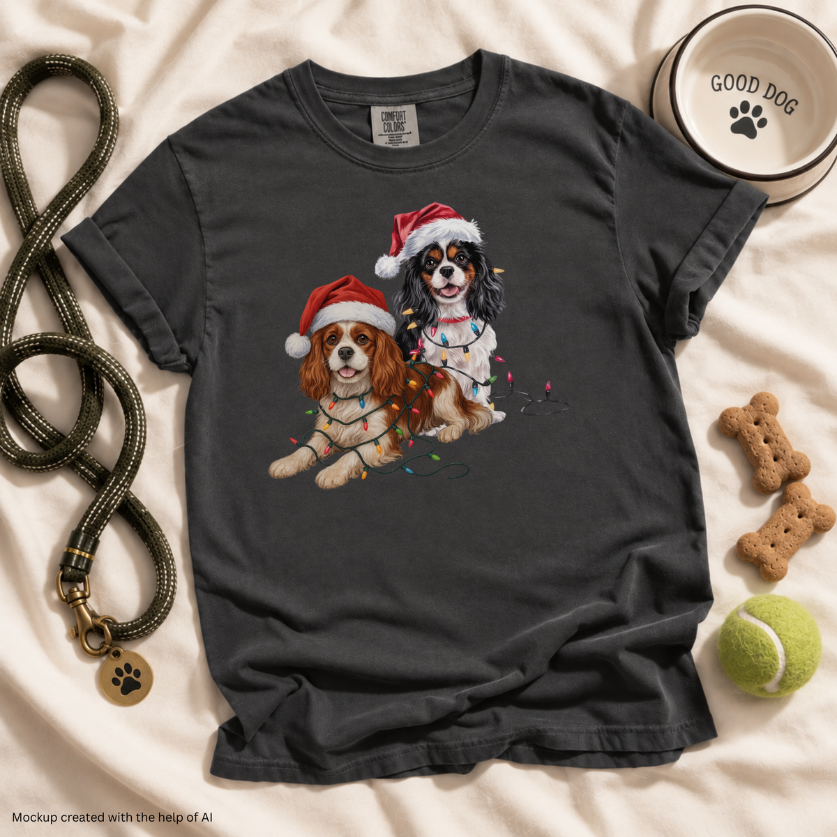 Cavalier King Charles Spaniel Christmas Shirt, Blenheim Tricolor Cavalier Holiday Tee, Gift for Dog Moms