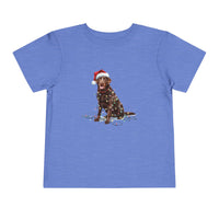 Load image into Gallery viewer, Christmas Chocolate Labrador Toddler Shirt, Christmas Lights Dog Tee, Christmas Dog, Lab Tee for Toddlers, Gift for Dog Lover, Chocolate Lab

