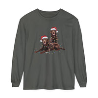 Load image into Gallery viewer, Christmas Chocolate Labrador Long Sleeved Shirt, Christmas Lights Dog Tee, Christmas Dog, Lab Mom Tee, Gift for Dog Lover, Chocolate Lab
