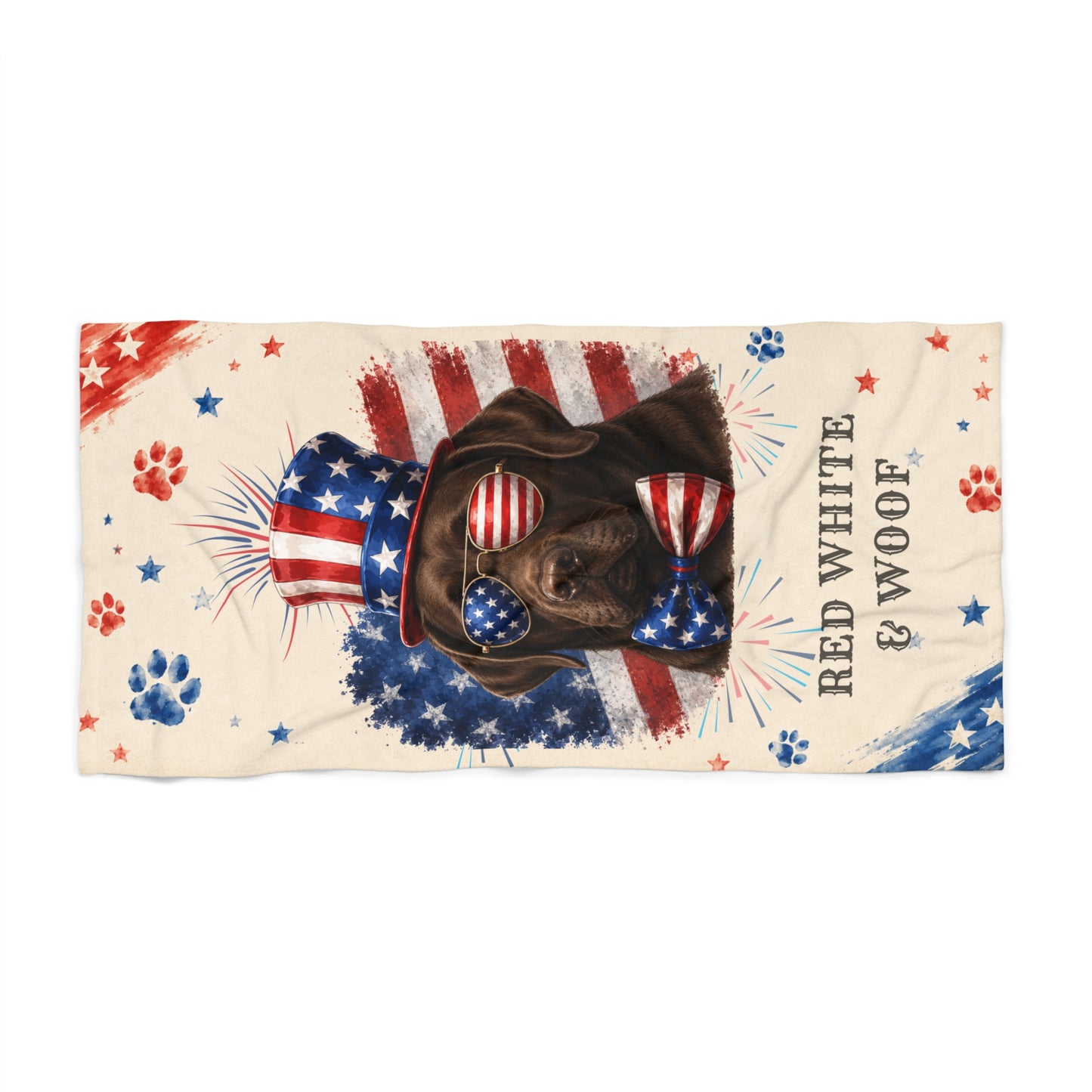 Chocolate Labrador Patriotic Beach Towel