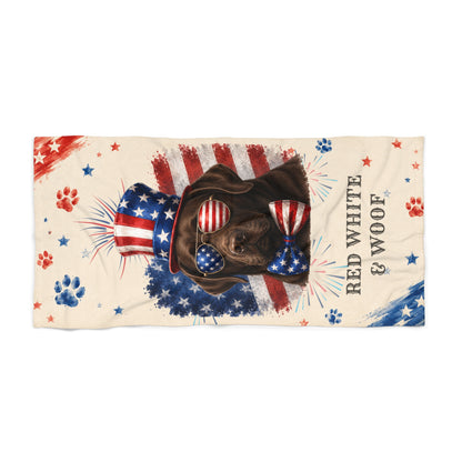 Chocolate Labrador Patriotic Beach Towel