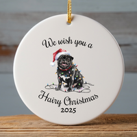 Load image into Gallery viewer, Christmas Black Pug Ornament, Pug Mom, Christmas Lights Dog Keepsake
