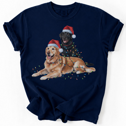 Festive Holiday Christmas Dog Shirt, Santa Hat Labrador Tee, Labrador Golden Retriever Shirt, Christmas Gift for Dog Lovers