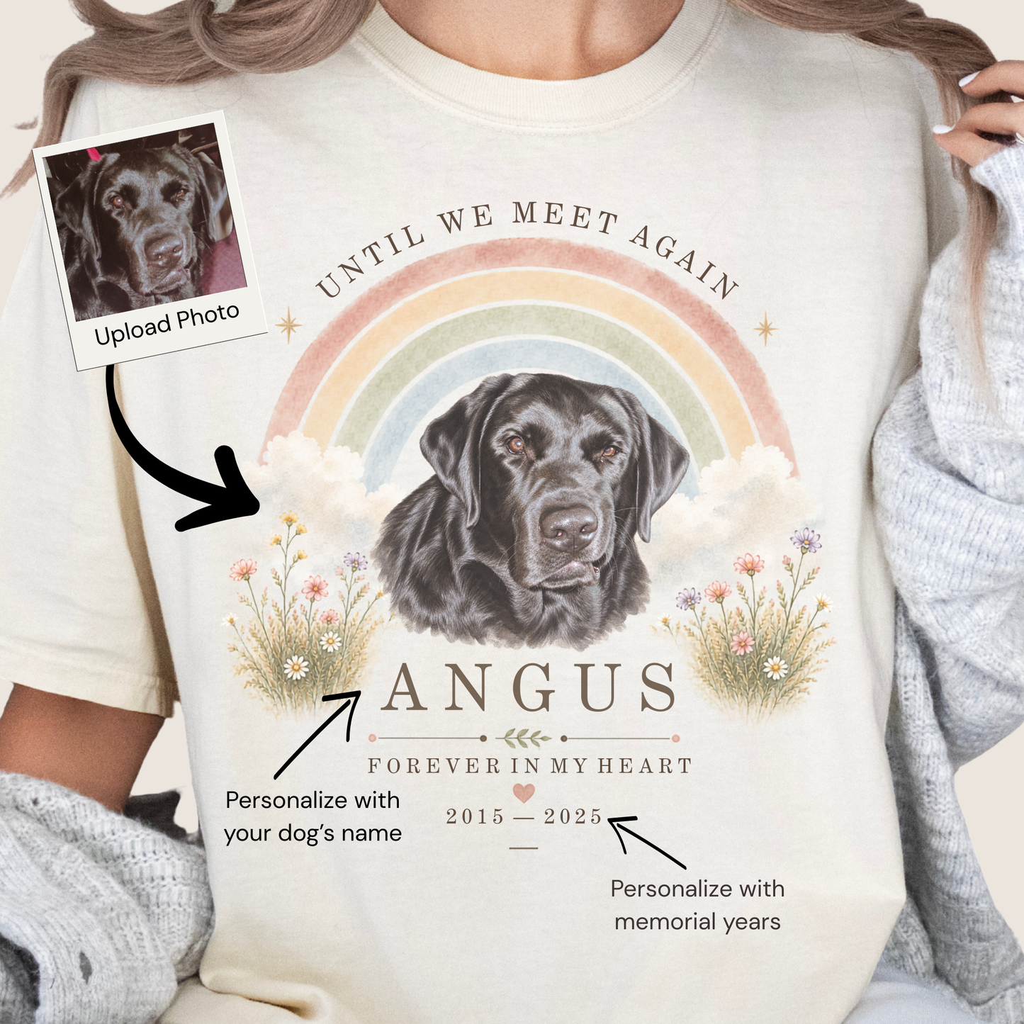 Personalized Dog Memorial Shirt, Pet Loss Gift, Rainbow Bridge Dog Remembrance Tee
