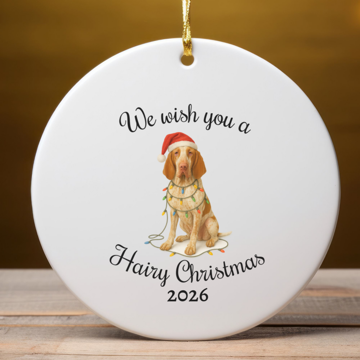 Bracco Italiano Ornament, Personalized Christmas Dog Keepsake, Holiday Pet Lover Gift, Ceramic Holiday Decoration, Custom Date