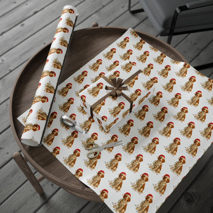 Brittany Spaniel Christmas Lights Wrapping Paper