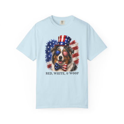 Patriotic Australian Shepherd Red White & Woof Shirt
