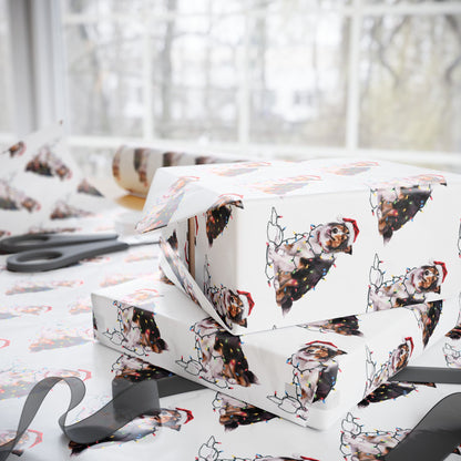 Collie Christmas Lights Wrapping Paper